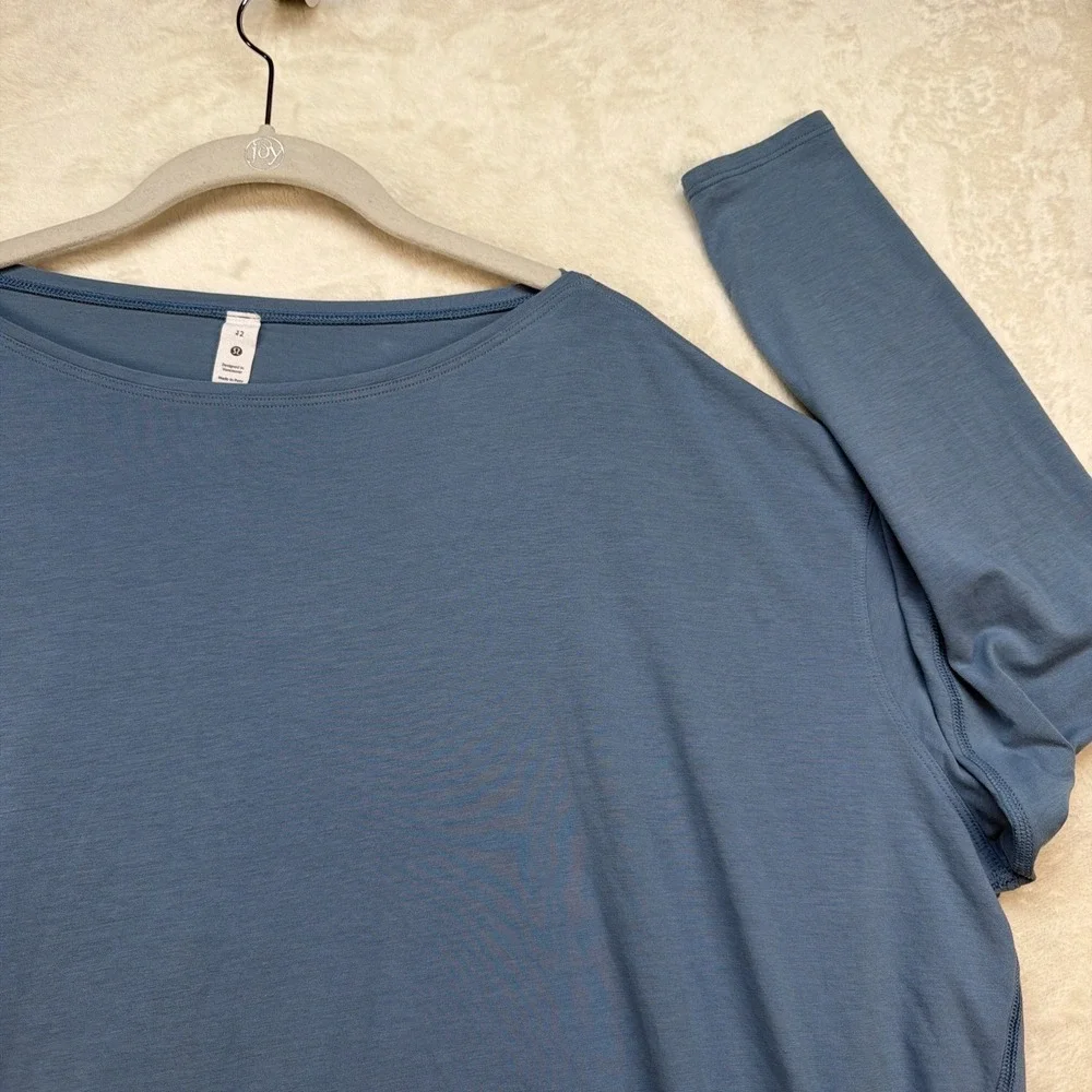 Lululemon‎ Pima Cotton Oversized Long Sleeve Top Womens 12 Blue Athleisure Yoga